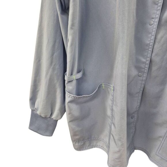 Scrubstar Women's Baby Blue Poly/Spandex Snap Front Warm Up Scrub Jacket - Picture 7 of 10
